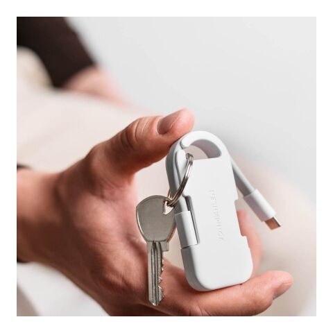 Evergreen Go 2-in-1 Schlüsselanhänger mit Powerbank. rTPE. LED-Anzeige Weiß