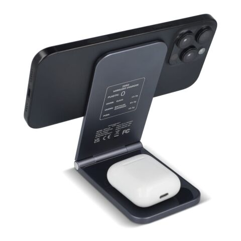 2255 -Xoopar Zero 2 in 1 Drahtloses Ladegerät Kompatibel mit MagSafe Dunkelgrau | ohne Werbeanbringung | Nicht verfügbar | Nicht verfügbar