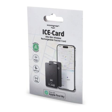 Xoopar ICE-Card Ultradünne Tracker-Karte wiederaufladbar Schwarz | Digitaldruck | Seite 1 | 64 mm x 53 mm