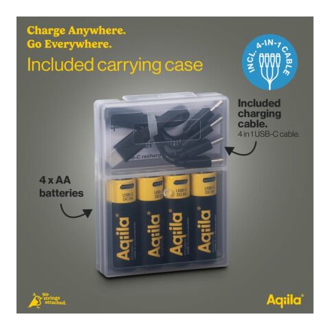 Aqiila wiederaufladbare USB-C-Batterien AA 2000 mAh, 4er-Pack schwarz | ohne Werbeanbringung | Nicht verfügbar | Nicht verfügbar