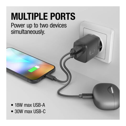Fresh 'n Rebel 30W Schnellladegerät GaN USB-C &amp; USB-A Dunkelgrau