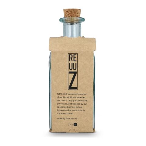 InSideOut Square Recycelte Glaswasserflasche ReuuZ mit Korkverschluss 1 l Transparent | ohne Werbeanbringung | Nicht verfügbar | Nicht verfügbar