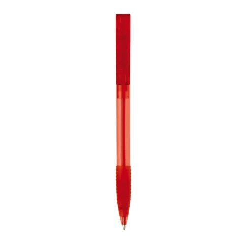 Kugelschreiber Nash Transparent mit Gummigriff Rot Weiß-Rot Weiß