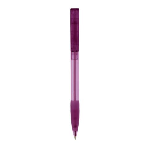 Kugelschreiber Nash Transparent mit Gummigriff Transparent Violett-Transparent Violett | 1-farbiger Tampondruck | Clip | 30 mm x 5 mm | Nicht verfügbar