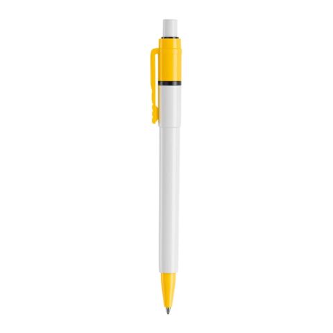 Kugelschreiber Baron Colour Hardcolour Weiss-Gelb | 1-farbiger Siebdruck | 270° vom Clip | 45 mm x 25 mm | Nicht verfügbar