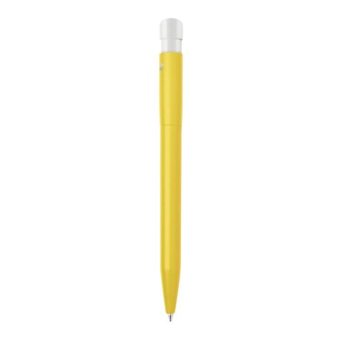 Kugelschreiber S45 Bio hardcolour Gelb-Weiss | 1-farbiger Siebdruck | in Verlängerung vom Clip | 45 mm x 25 mm | Nicht verfügbar