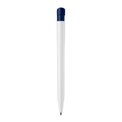 Kugelschreiber S45 Hardcolour Weiss-Dunkelblau | 1-farbiger Tampondruck | 90° vom Clip | 45 mm x 8 mm | Nicht verfügbar