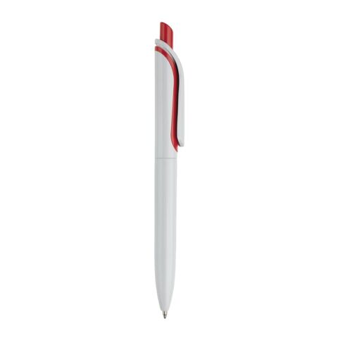 Kugelschreiber Modell Click Shadow - Hergestellt in Deutschland Weiss-Rot Weiß | 1-farbiger Tampondruck | Clip | 25 mm x 5 mm | Nicht verfügbar
