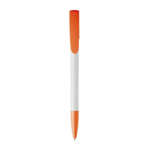 Kugelschreiber Deniro Hardcolour Weiss-Orange | 1-farbiger Tampondruck | Clip | 30 mm x 7 mm | Nicht verfügbar