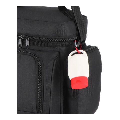 Sonnenschutzlotion mit Karabiner SPF30 aus recyceltem Material Rot / Weiß | ohne Werbeanbringung | Nicht verfügbar | Nicht verfügbar