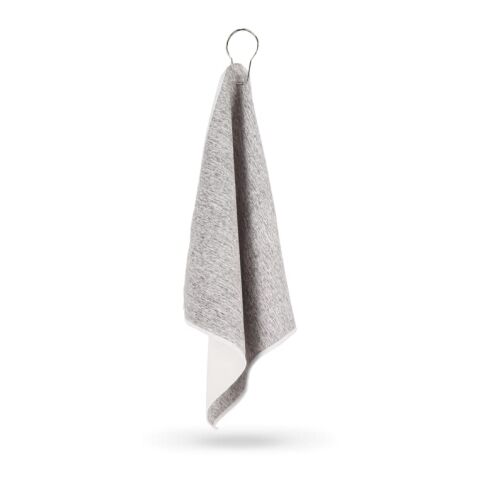 Schnelltrocknendes Golfhandtuch mit Haken R-PET 30x30cm Sublimation Weiss-Grau