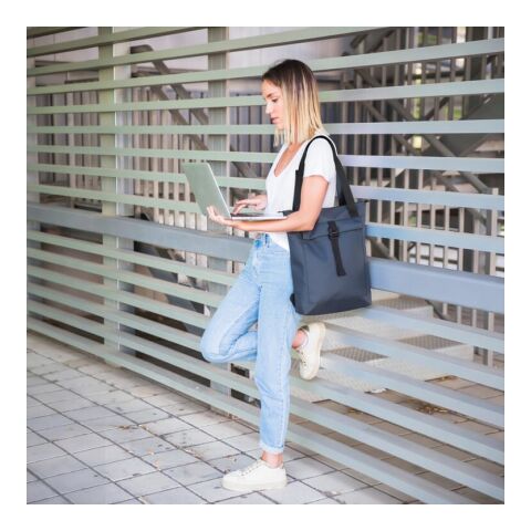 rPET 600D Navi Laptop-Rucksack 36 x 40 x 10 cm blau/schwarz | ohne Werbeanbringung | Nicht verfügbar | Nicht verfügbar