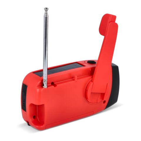 SafeSound Notfallradio Solar und Powerbank mit Handaufzug Rot Weiß