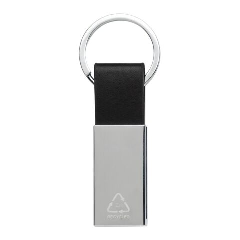 Schicker PU Schlüsselanhänger aus RCS recyc. Zinklegierung schwarz | ohne Werbeanbringung | Nicht verfügbar | Nicht verfügbar