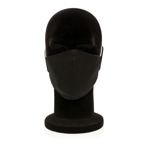 Wiederverwendbare 2-lagige Baumwoll-Gesichtsmaske schwarz | ohne Werbeanbringung | Nicht verfügbar | Nicht verfügbar