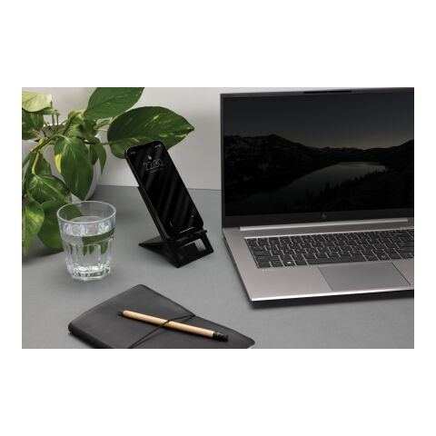 SnapStand faltbarer Telefonständer aus RCS recyceltem ABS schwarz | ohne Werbeanbringung | Nicht verfügbar | Nicht verfügbar