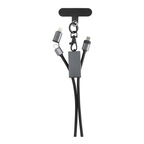 Terra duales Ladekabel aus RCS recyceltem PET mit Lanyard grau-schwarz | ohne Werbeanbringung | Nicht verfügbar | Nicht verfügbar