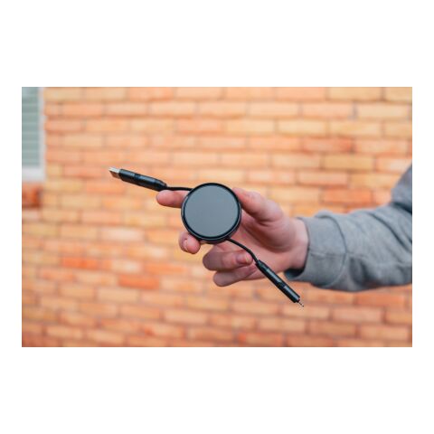 Terra aufrollbares 6-in-1 45W-Kabel aus RCS recyc. Aluminium grau | ohne Werbeanbringung | Nicht verfügbar | Nicht verfügbar