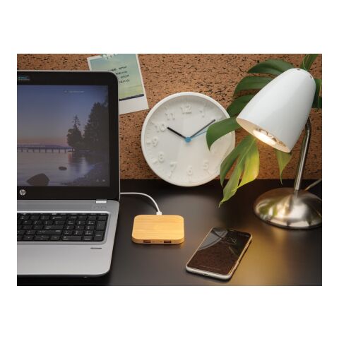 5W-Wireless-Charger aus Bambus mit USB braun | ohne Werbeanbringung | Nicht verfügbar | Nicht verfügbar