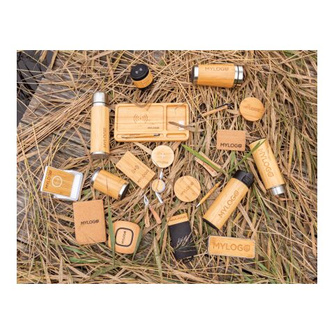 Rundes FSC®zertifiziertes kabelloses 5W-Ladegerät aus Bambus braun