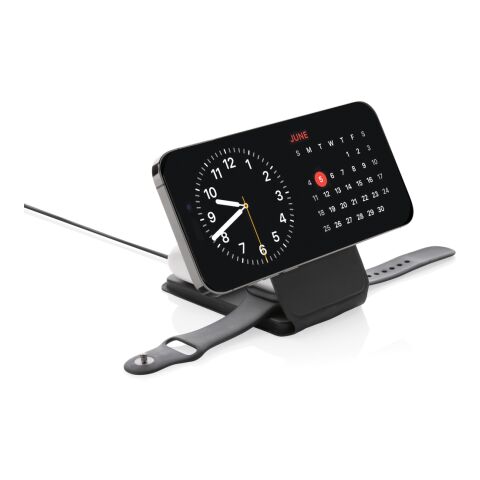 Swiss Peak 15W 3-in-1 magnetischer Wireles Charger aus rPU schwarz | ohne Werbeanbringung | Nicht verfügbar | Nicht verfügbar