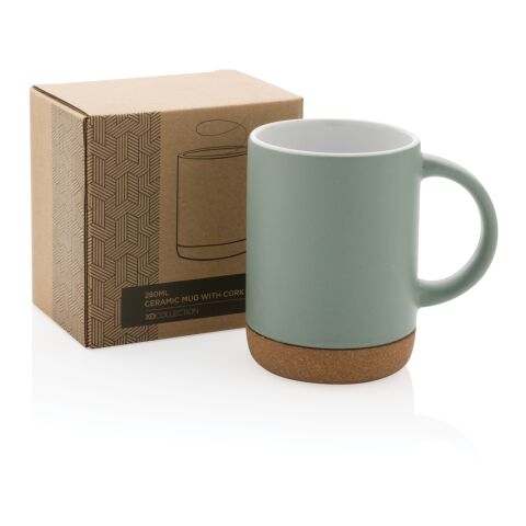 Keramikbecher mit Korkboden, 280ml grün | ohne Werbeanbringung | Nicht verfügbar | Nicht verfügbar