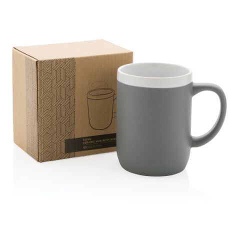 Keramiktasse mit weißem Rand, 300ml grau-weiß | ohne Werbeanbringung | Nicht verfügbar | Nicht verfügbar