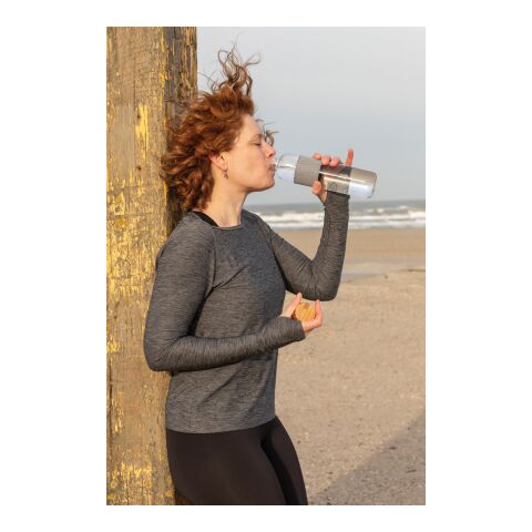 Impact Borosilikat-Glasflasche mit Bambusdeckel weiß-grau | ohne Werbeanbringung | Nicht verfügbar | Nicht verfügbar