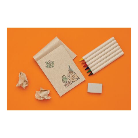 Micki GRS 6-tlg. Infinity-Buntstifteset mit Notizblock weiß | ohne Werbeanbringung