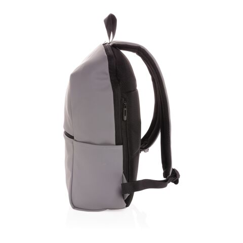 Schicker PU 15.6&quot; Laptop-Rucksack grau | ohne Werbeanbringung | Nicht verfügbar | Nicht verfügbar