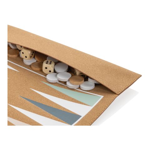 Britton faltbares Backgammon und Damespiel Set aus Kork braun | ohne Werbeanbringung | Nicht verfügbar | Nicht verfügbar