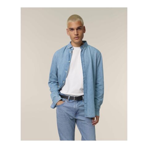 POD Stanley&amp;Stella - Stanley Denim Shirt hellblau | S | DTF Linke Brust