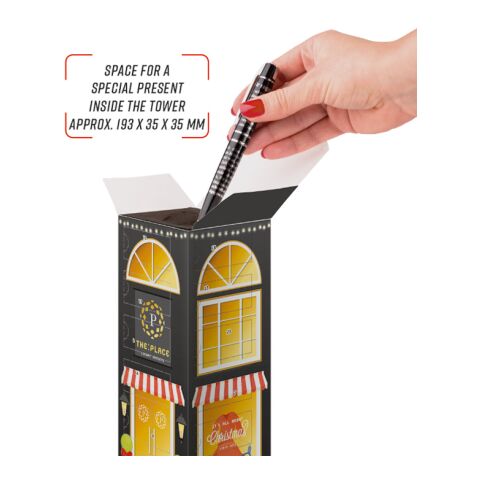 Minikugel Tower Adventskalender Lindt weiß | ohne Werbeanbringung