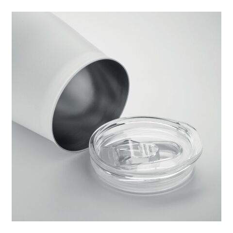 Becher recycelter Edelstahl mit Schiebedeckel weiß | ohne Werbeanbringung | Nicht verfügbar | Nicht verfügbar | Nicht verfügbar