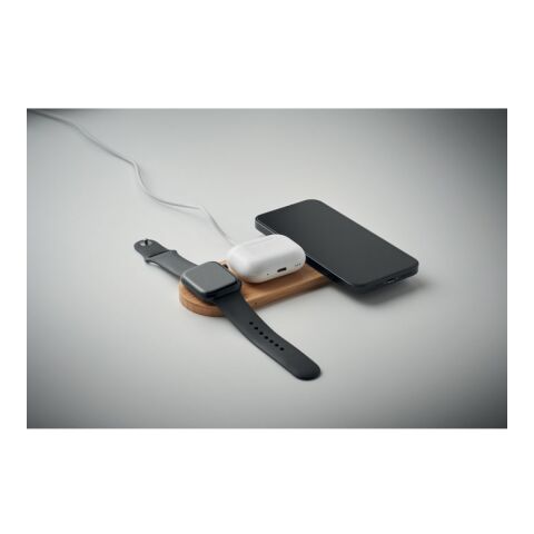 3in1 kabellose Ladestation holzfarben | ohne Werbeanbringung | Nicht verfügbar | Nicht verfügbar | Nicht verfügbar