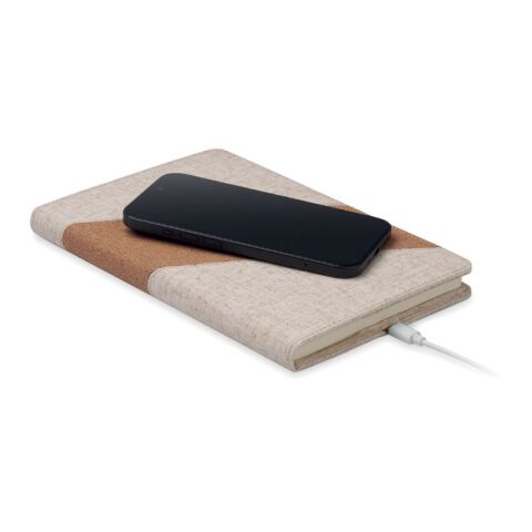 A5-Notizbuch mit 15W-Ladegerät beige | ohne Werbeanbringung | Nicht verfügbar | Nicht verfügbar | Nicht verfügbar
