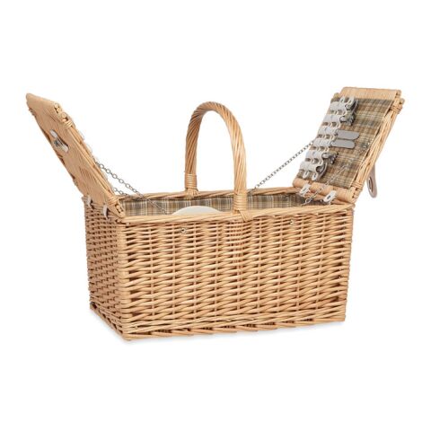 Picknickkorb aus Korbweide für 4 Personen holzfarben | ohne Werbeanbringung | Nicht verfügbar | Nicht verfügbar