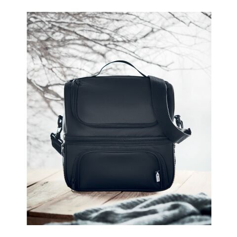 Lunch-/ Kühltasche 600D RPET mit PP-Lunchbox schwarz | ohne Werbeanbringung | Nicht verfügbar | Nicht verfügbar | Nicht verfügbar