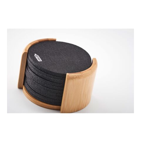 Recycled PET-Untersetzer-Set holzfarben | ohne Werbeanbringung | Nicht verfügbar | Nicht verfügbar | Nicht verfügbar