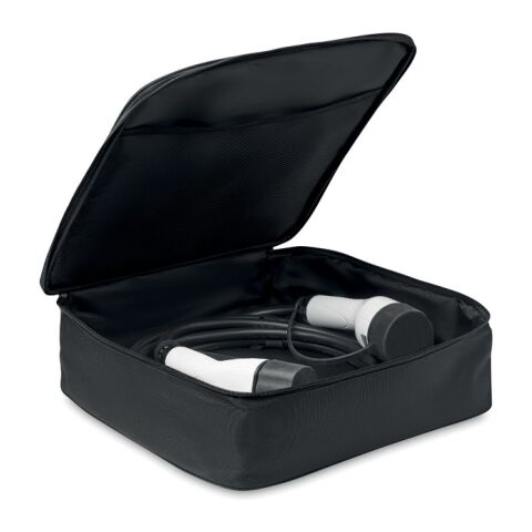 Ladekabel-Tasche 600D RPET schwarz | ohne Werbeanbringung | Nicht verfügbar | Nicht verfügbar | Nicht verfügbar