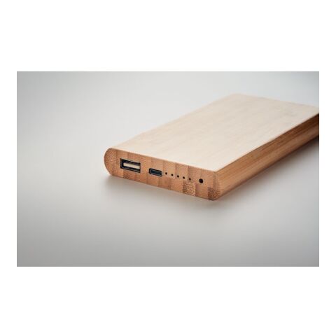 Powerbank mit Ladestation im Bambusgehäuse holzfarben | ohne Werbeanbringung | Nicht verfügbar | Nicht verfügbar