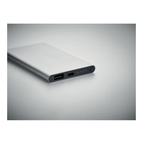 Powerbank 4000 mAh mit Gehäuse aus Aluminium mattsilber | ohne Werbeanbringung | Nicht verfügbar | Nicht verfügbar