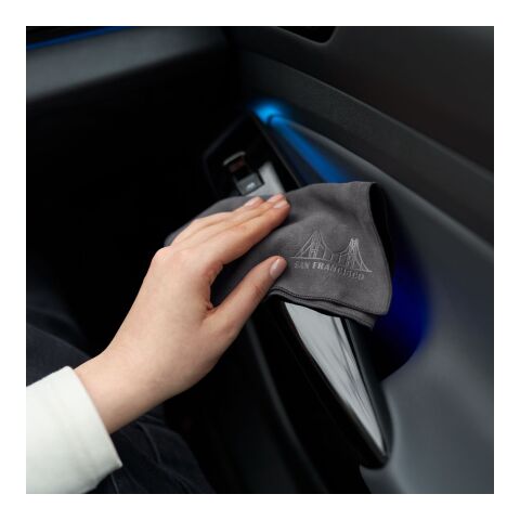 Microfaser-Prägetuch im Papieretui, All-Inclusive-Paket schwarz | ohne Werbeanbringung