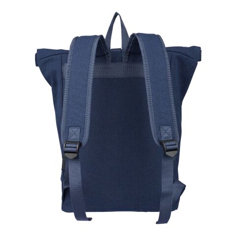 Rolltop-Rucksack Thaddeus aus recyceltem Poly-Baumwollgewebe (330 g/m²) Blau | ohne Werbeanbringung | Nicht verfügbar | Nicht verfügbar