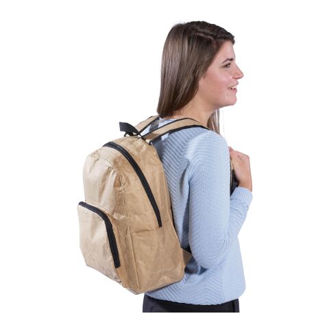 Laminierter Papierrucksack &#039;Mate&#039; mit Isolierfunktion Braun | ohne Werbeanbringung | Nicht verfügbar | Nicht verfügbar