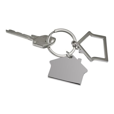 Schlüsselanhänger &#039;Home&#039; aus Zink-Aluminium in Hausform Silber | ohne Werbeanbringung | Nicht verfügbar | Nicht verfügbar