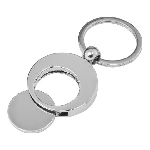 Schlüsselanhänger &#039;Shopping&#039; aus Metall mit Einkaufswagenchip Silber | ohne Werbeanbringung | Nicht verfügbar | Nicht verfügbar