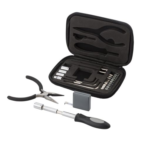 Werkzeug-Set in Ledertasche Schwarz | ohne Werbeanbringung | Nicht verfügbar | Nicht verfügbar