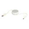Alasia 100 cm 5-in-1 Kabel aus recyceltem Kunststoff und Aluminium, einziehbar, für Datenübertragung und mit 45W Schnellladung Standard | Silber | ohne Werbeanbringung | Nicht verfügbar | Nicht verfügbar
