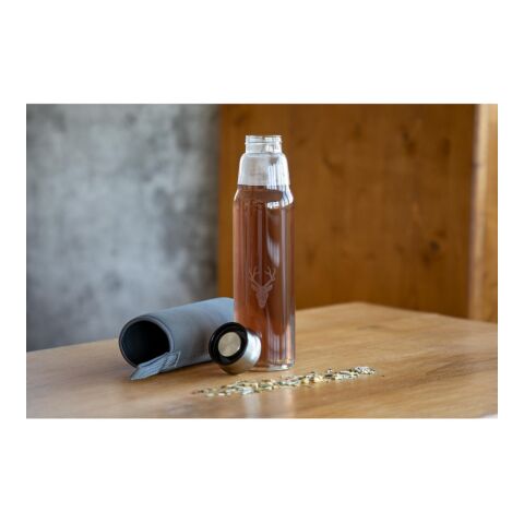 Glasflasche mit Hülle "Life" 0,7 l transparent | ohne Werbeanbringung | Nicht verfügbar | Nicht verfügbar